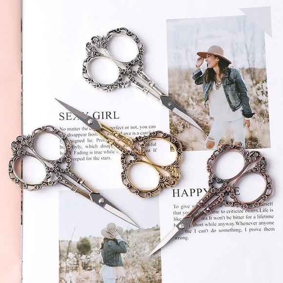 Classic European Scissors, Vintage Floral Pattern, 4 Colors - Picture 4 of 16